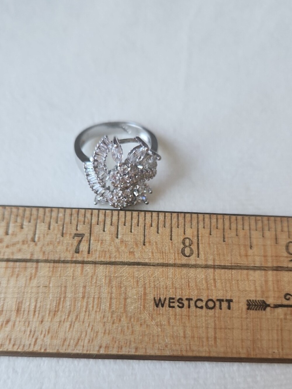 Vintage Sterling Silver 925 Marquise & Baguette Cluster Cocktail Statement Ring - Picture 8 of 9